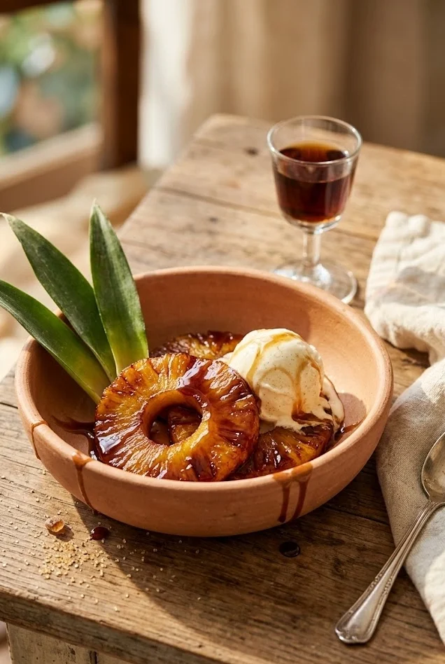 Air Fryer Rum Soaked Pineapple