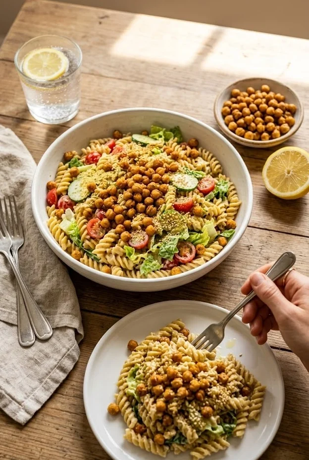 Tahini Caesar Pasta Salad