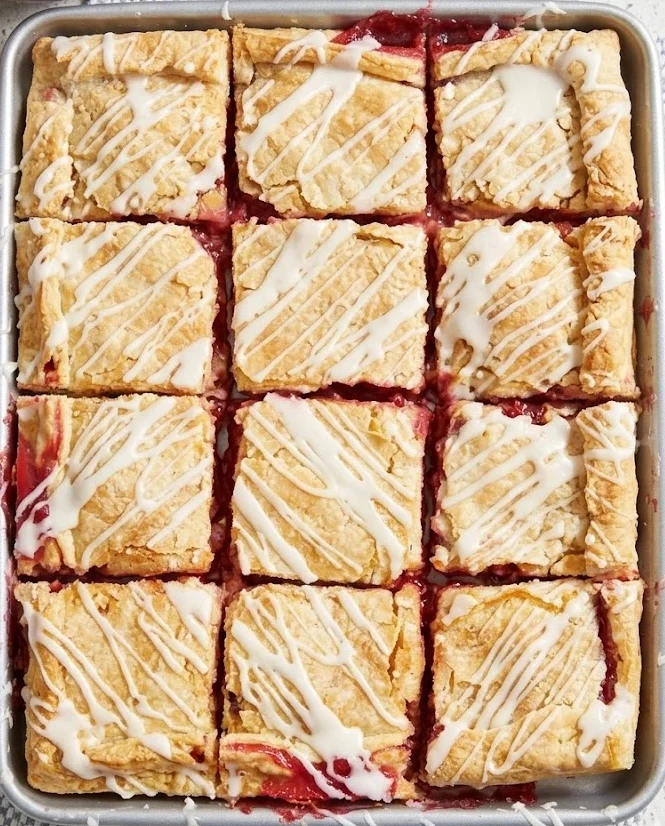 Raspberry Rhubarb Slab Pie