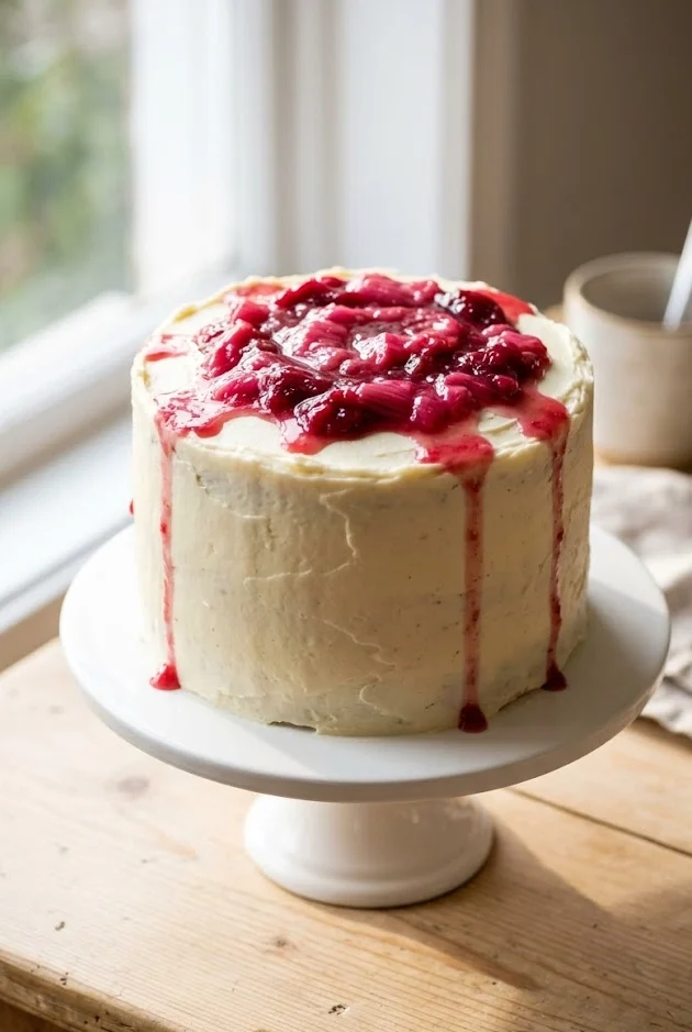 Rhubarb and White Chocolate Cake