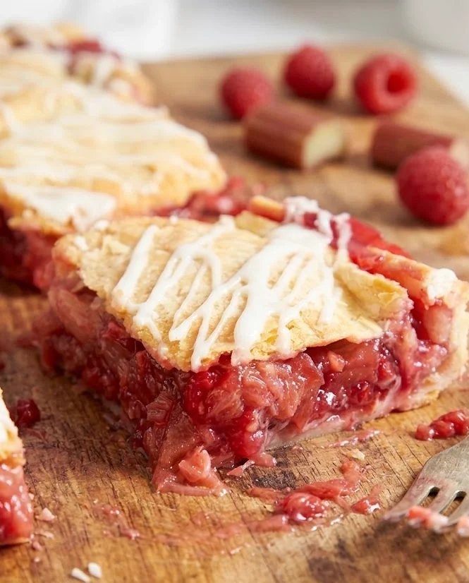 Raspberry Rhubarb Slab Pie