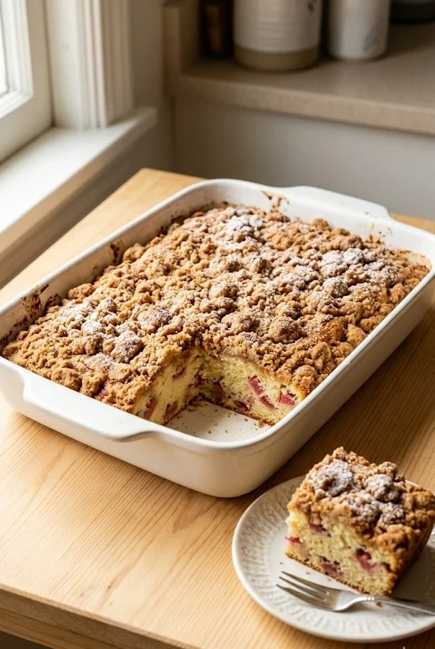 Rhubarb Coffee Crumb Cake