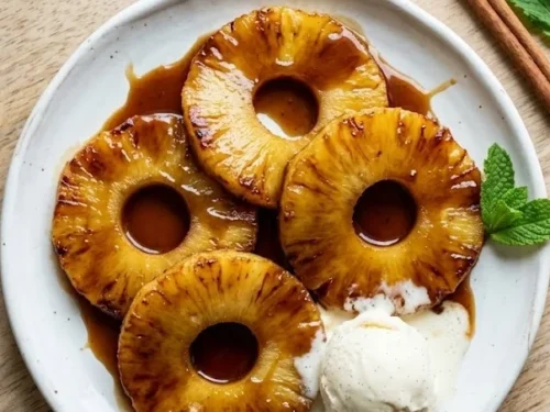 Air Fryer Rum Soaked Pineapple
