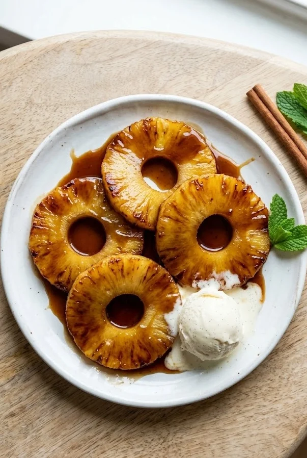 Air Fryer Rum Soaked Pineapple