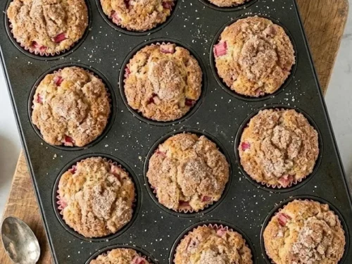 Rhubarb Muffins with Greek Yogurt