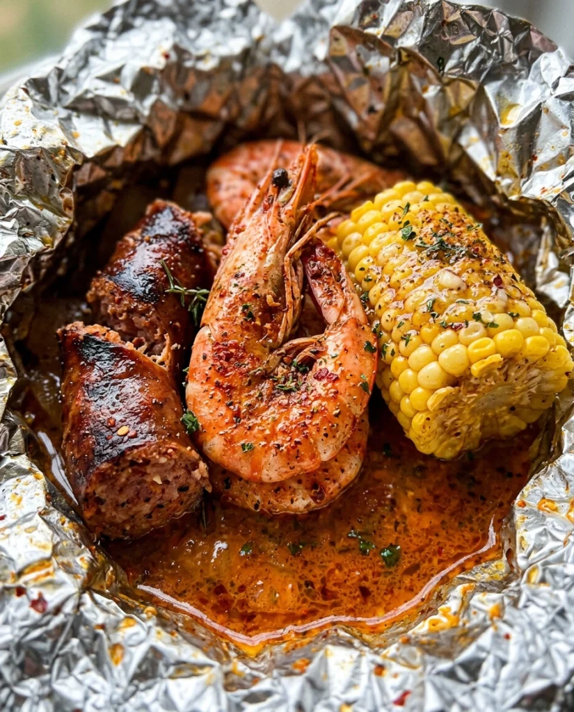 Cajun Grilled Shrimp And Sausage Foil Packets