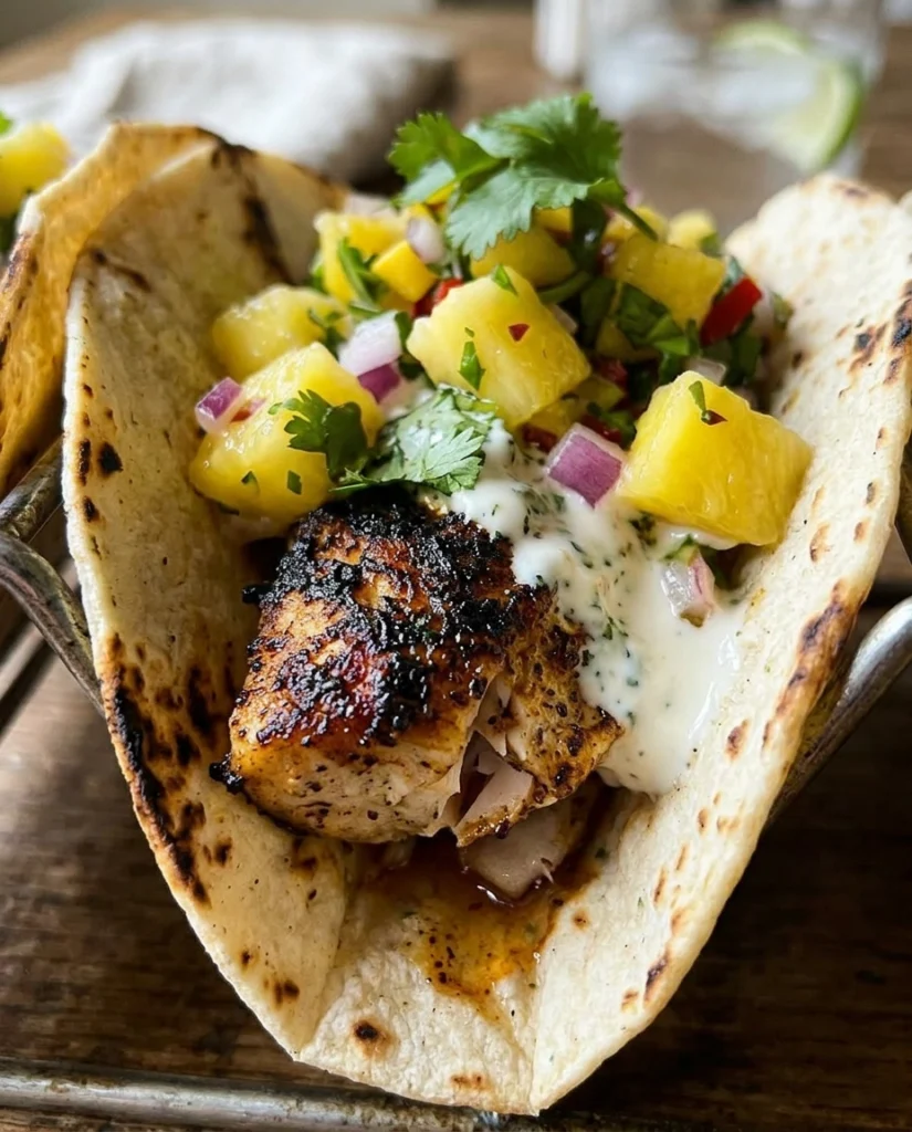 Blackened Mahi-Mahi Tacos With Pineapple Salsa