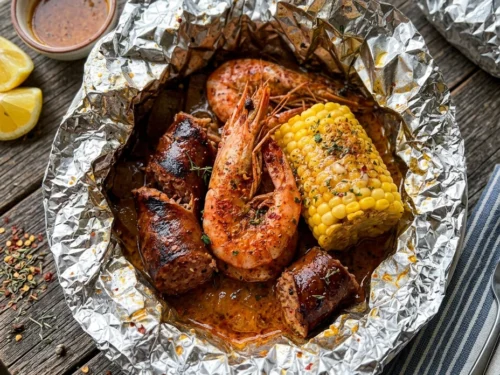 Cajun Grilled Shrimp And Sausage Foil Packets