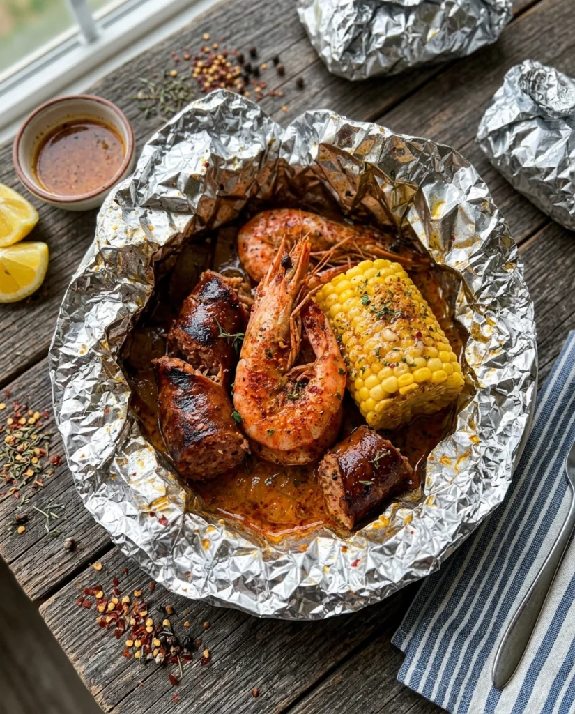 Cajun Grilled Shrimp And Sausage Foil Packets