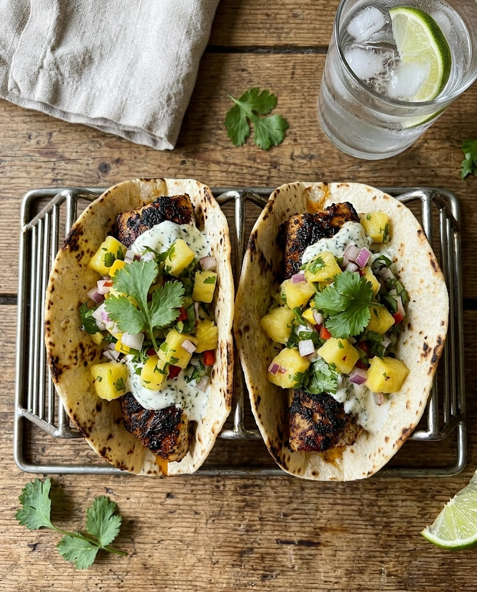 Blackened Mahi-Mahi Tacos With Pineapple Salsa