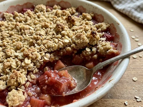 Classic Rhubarb Crisp with Frozen Rhubarb