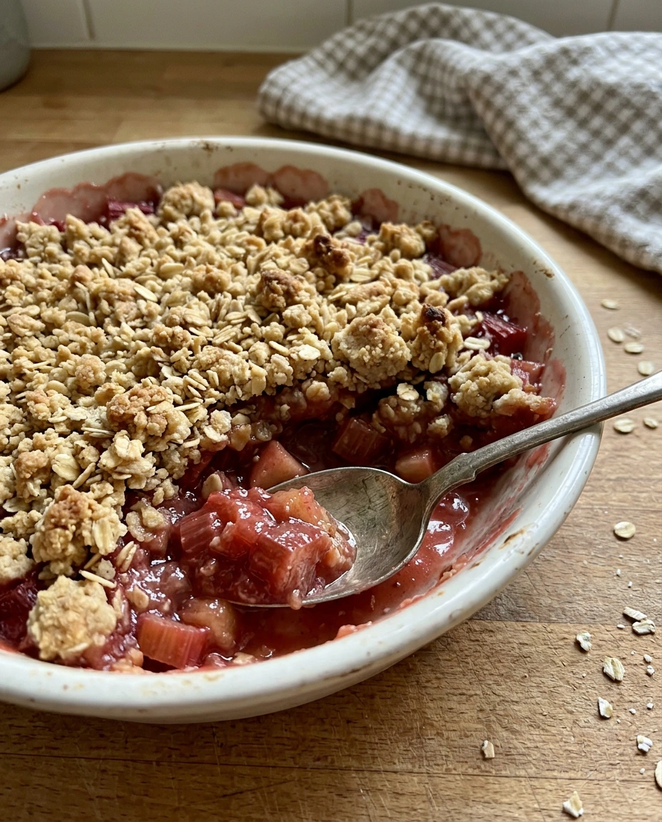 Classic Rhubarb Crisp with Frozen Rhubarb