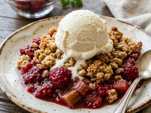 Rhubarb Raspberry Crumble