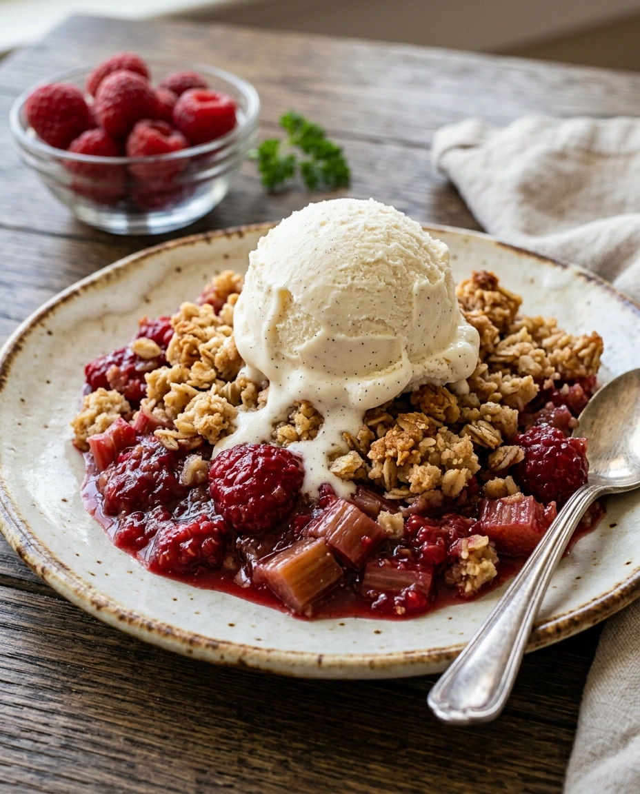 Rhubarb Raspberry Crumble