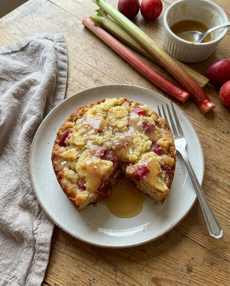 Warm Rhubarb Cake with Butter Sauce