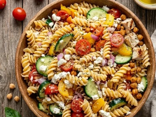 High Protein Greek Pasta Salad