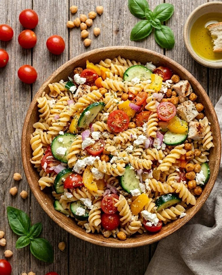High Protein Greek Pasta Salad
