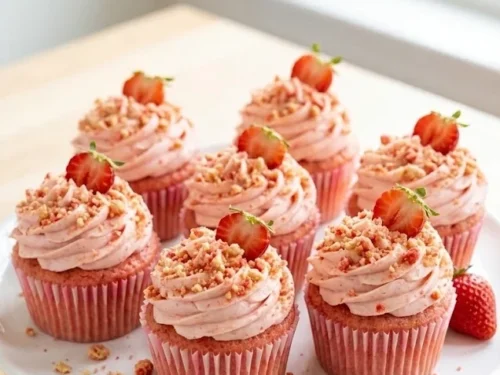Strawberry Crunch Cupcakes