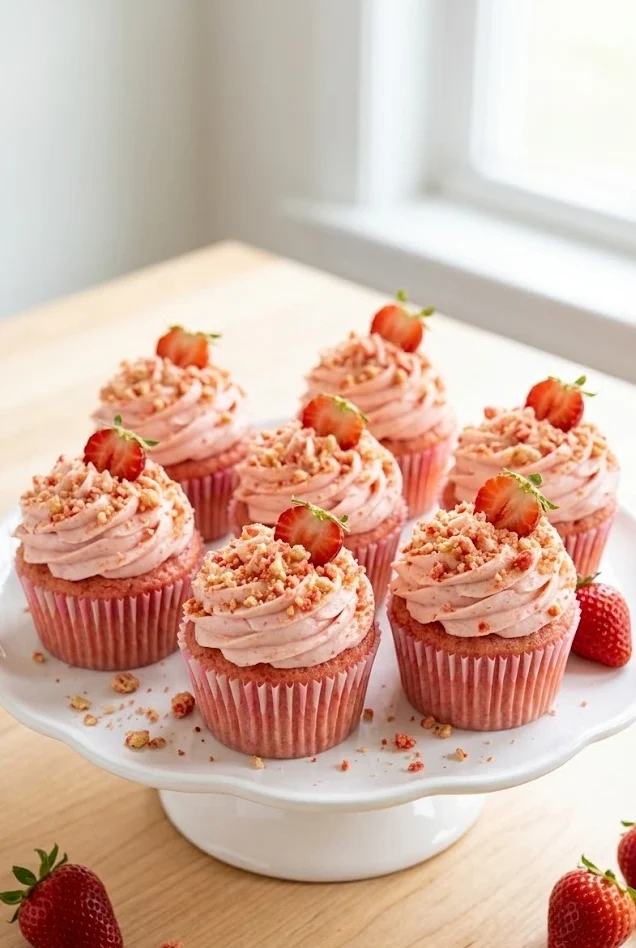 Strawberry Crunch Cupcakes