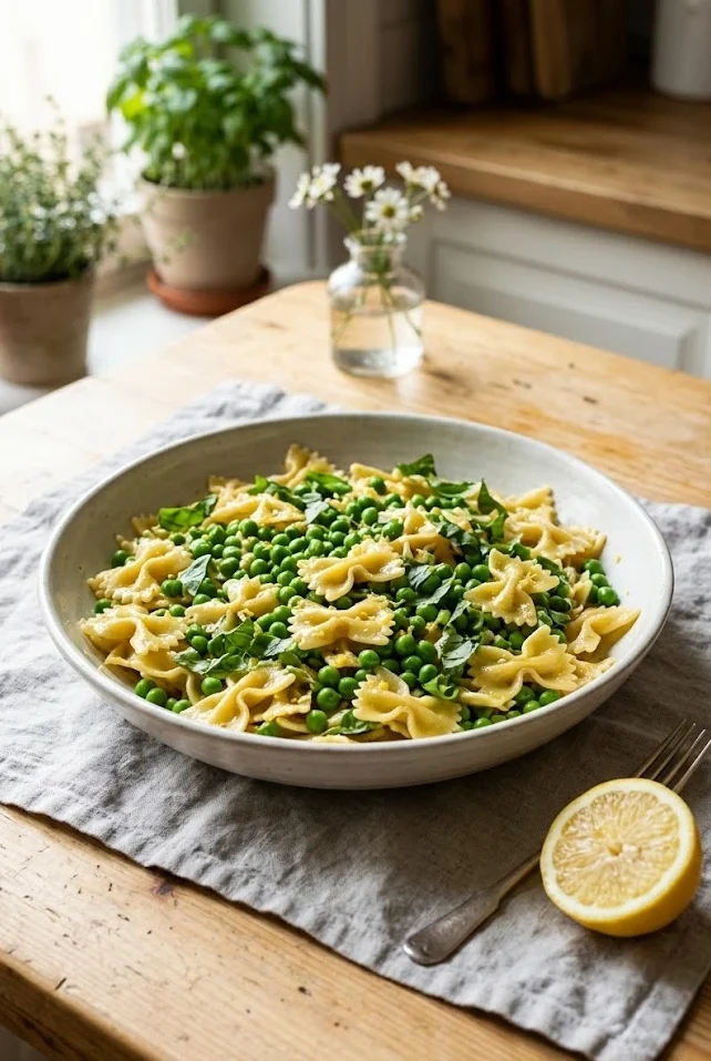 Lemon Basil Pasta Salad with Peas