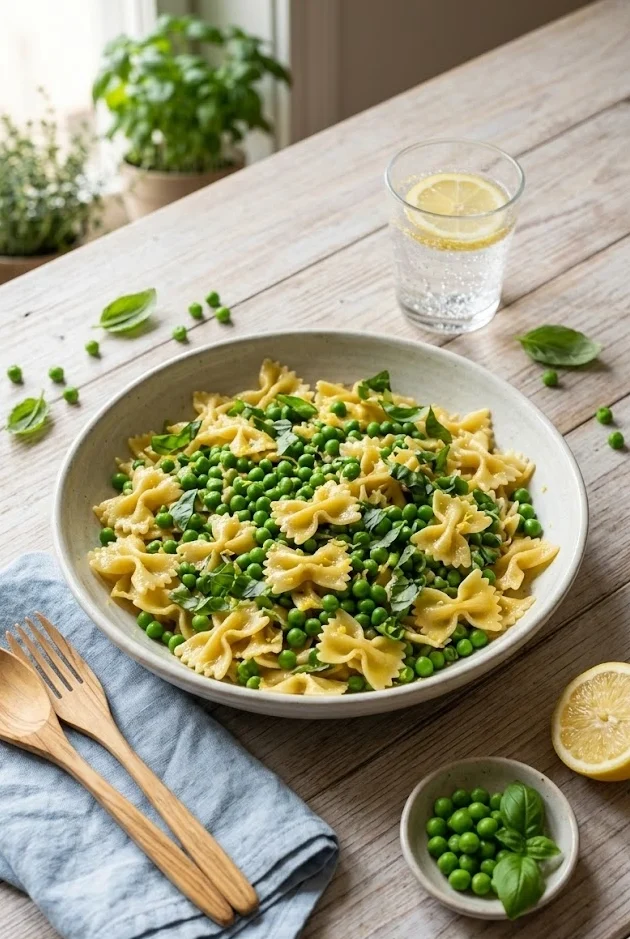 Lemon Basil Pasta Salad with Peas