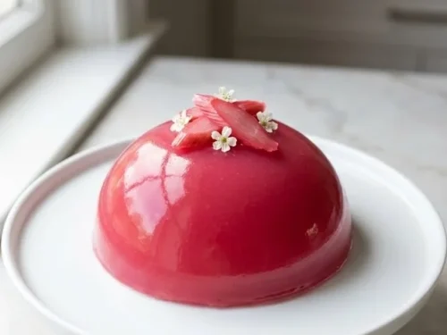 Rhubarb Dome Cake with Lemon Cream