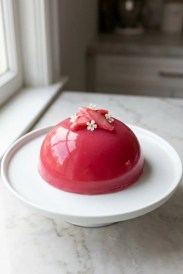 Rhubarb Dome Cake with Lemon Cream