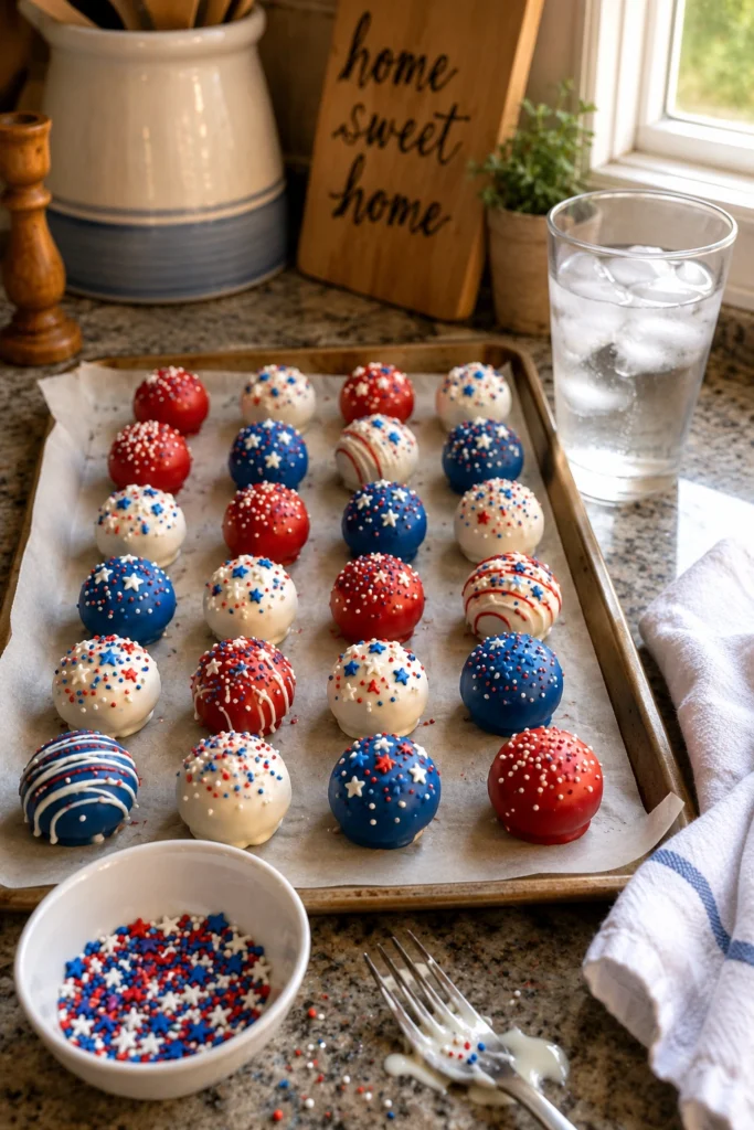 Patriotic 4th of July Cake Balls