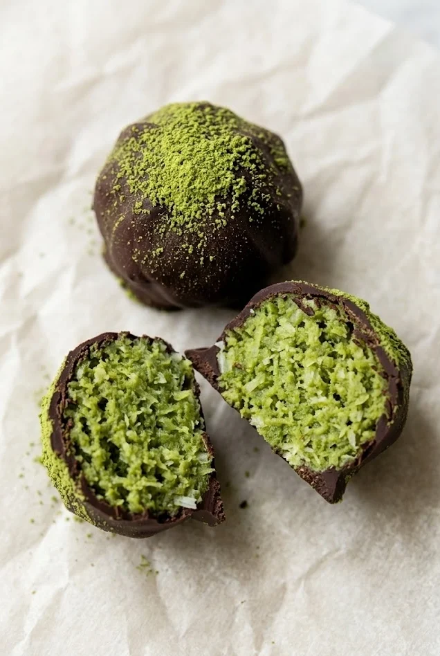 Matcha Chocolate Coconut Bites
