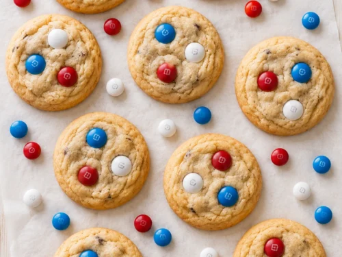 Red White and Blue M&M Cookies