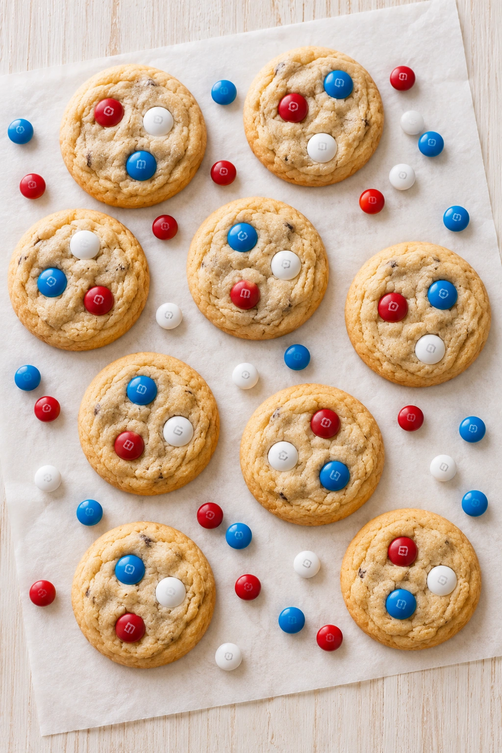 Red White and Blue M&M Cookies
