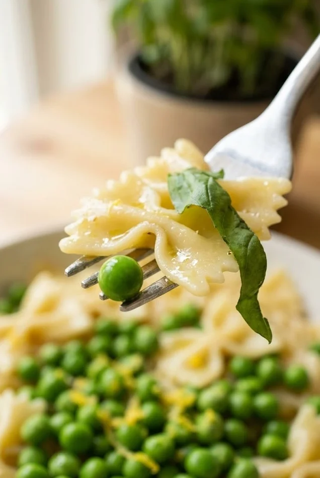 Lemon Basil Pasta Salad with Peas