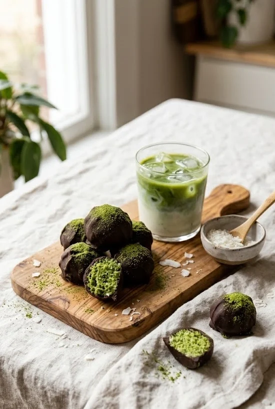 Matcha Chocolate Coconut Bites