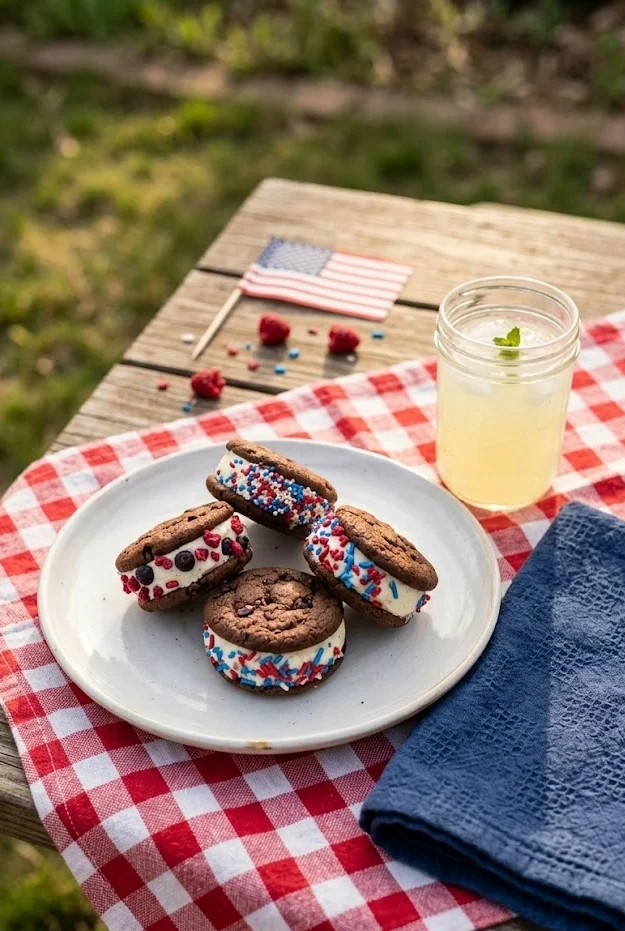Patriotic Mini Ice Cream Sandwiches