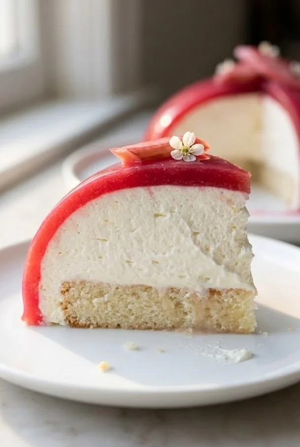 Rhubarb Dome Cake with Lemon Cream