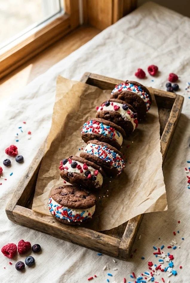 Patriotic Mini Ice Cream Sandwiches