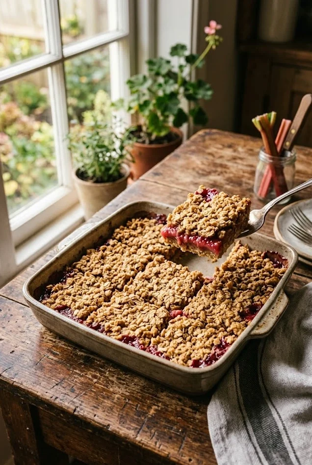 Oatmeal Rhubarb Bars