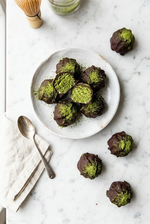 Matcha Chocolate Coconut Bites