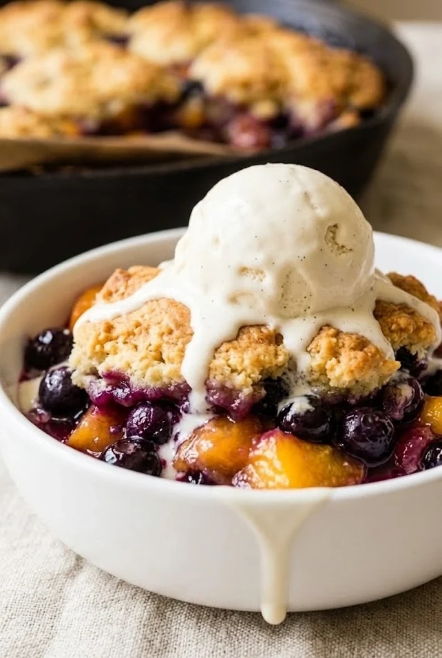Cast Iron Blueberry Peach Cobbler