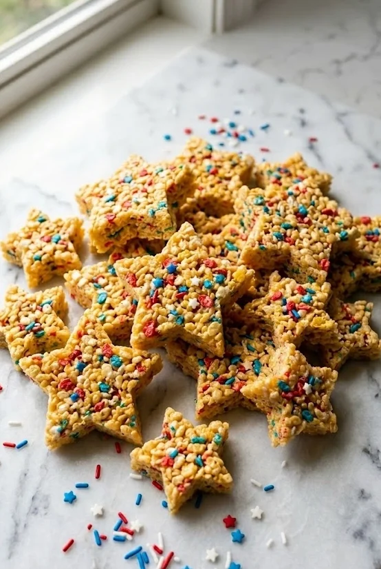 Red White and Blue Rice Krispie Treat Stars
