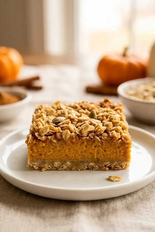 Oatmeal Crumble Pumpkin Pie Bars