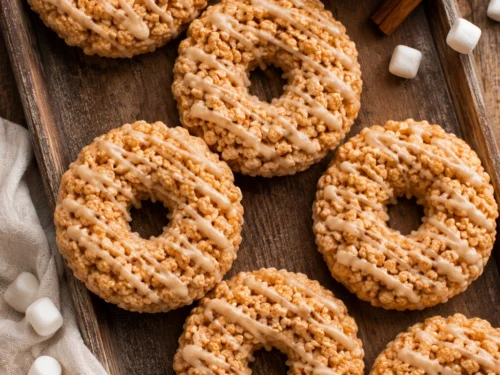Pumpkin Rice Krispies Donuts