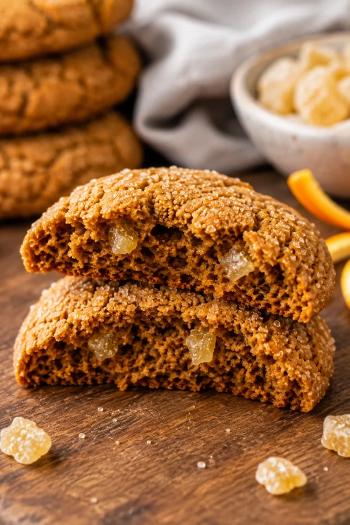 Chewy Pumpkin Cookies with Candied Ginger