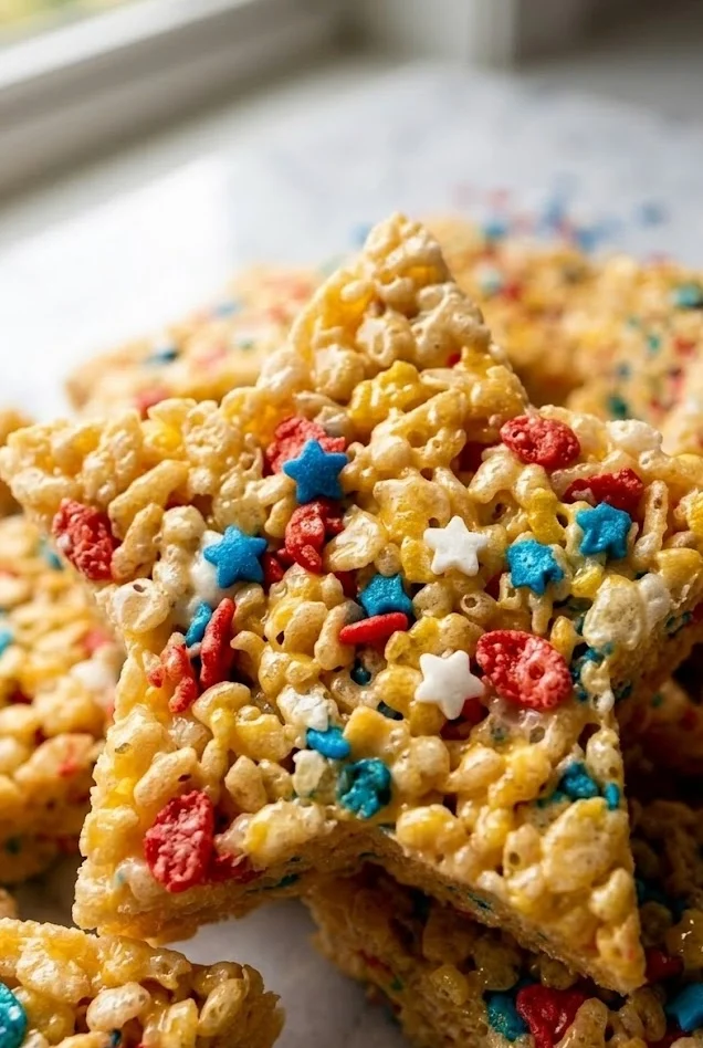 Red White and Blue Rice Krispie Treat Stars