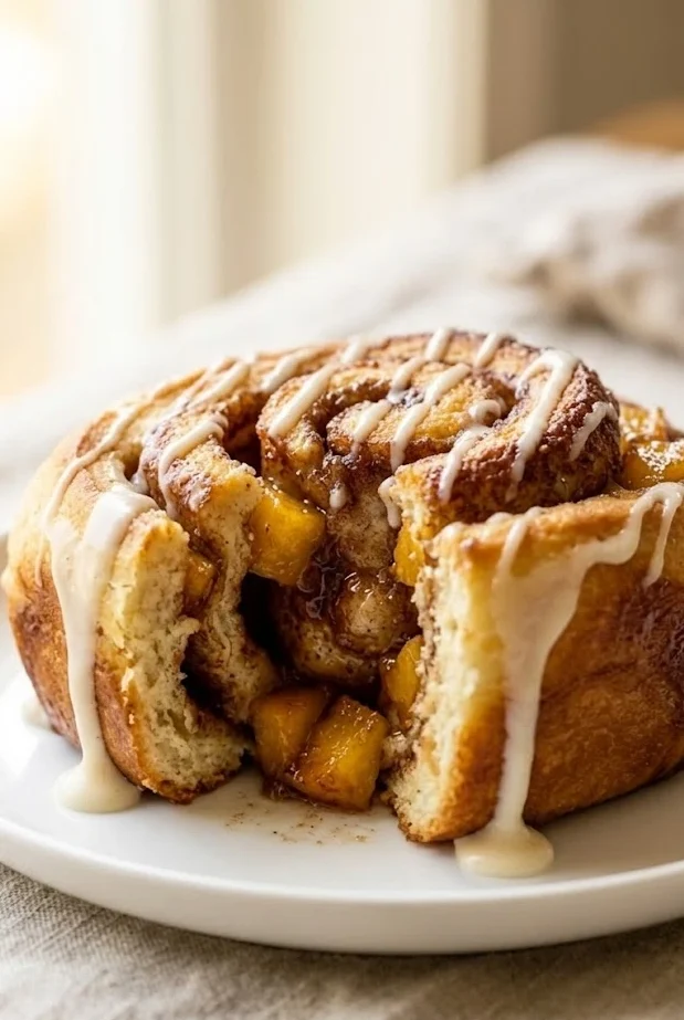 Cinnamon Sugar Peach Parker House Rolls