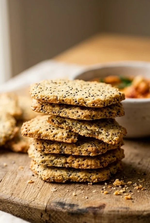 Homemade Almond Flour Chia Seed Crackers