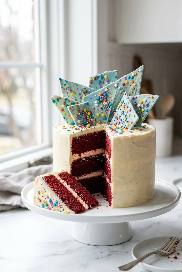 4th of July Red Velvet Cheesecake Cake