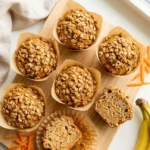 Banana Carrot Muffins with Granola Tops