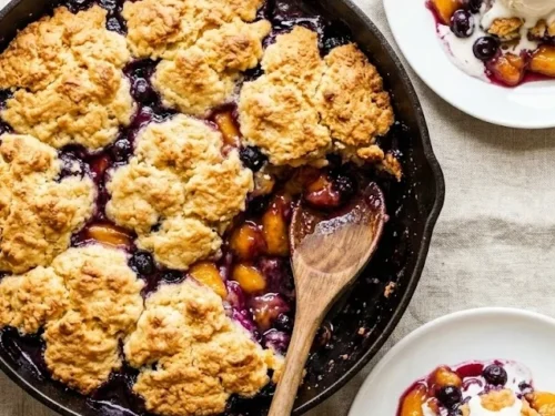 Cast Iron Blueberry Peach Cobbler