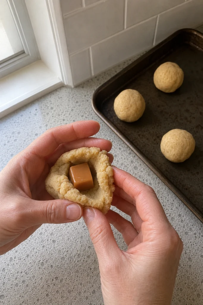 Caramel Stuffed Snickerdoodles process
